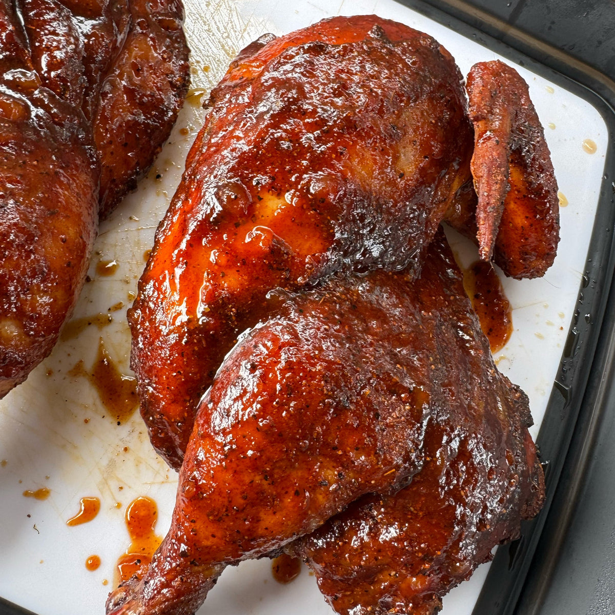 Candy Apple Smoked Chicken Halves