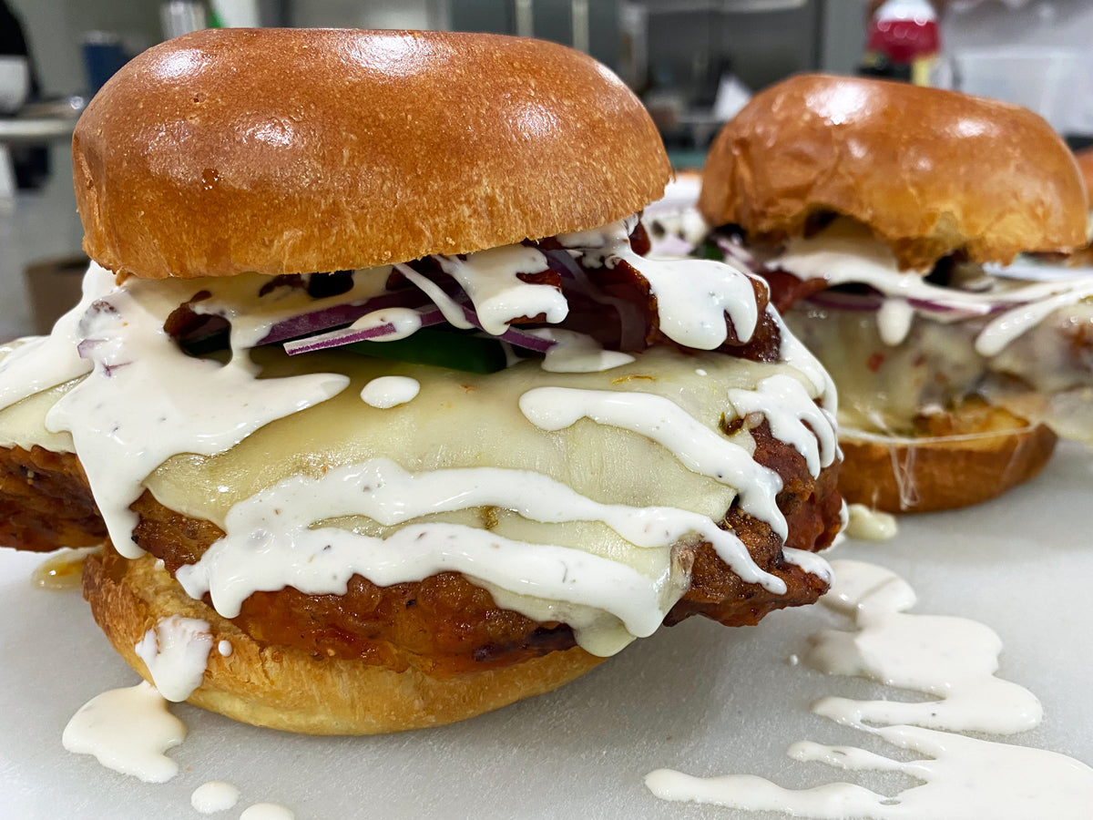 Buffalo Chicken Bacon Sandwich with Cubano Dressing