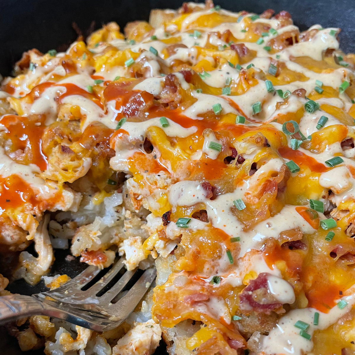 Buffalo Chicken Loaded Tater Tots