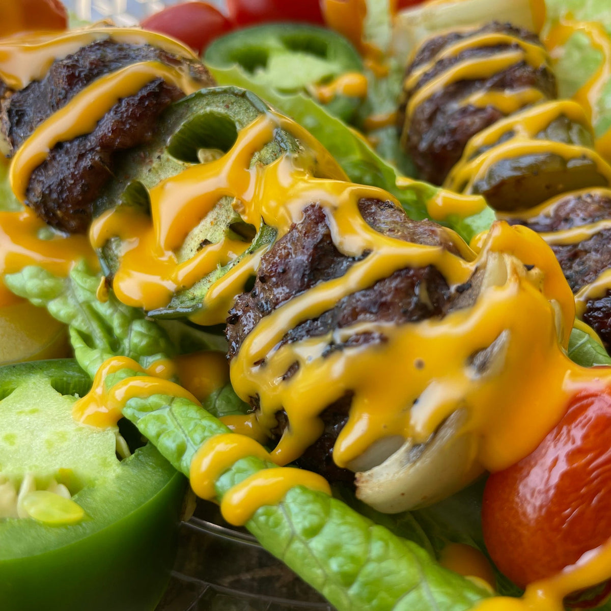 Keto Friendly Recipe Cheese burger bites skewers