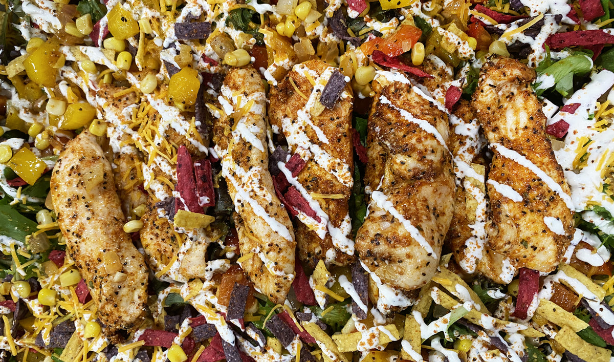 Chicken on salad with Cubano dressing