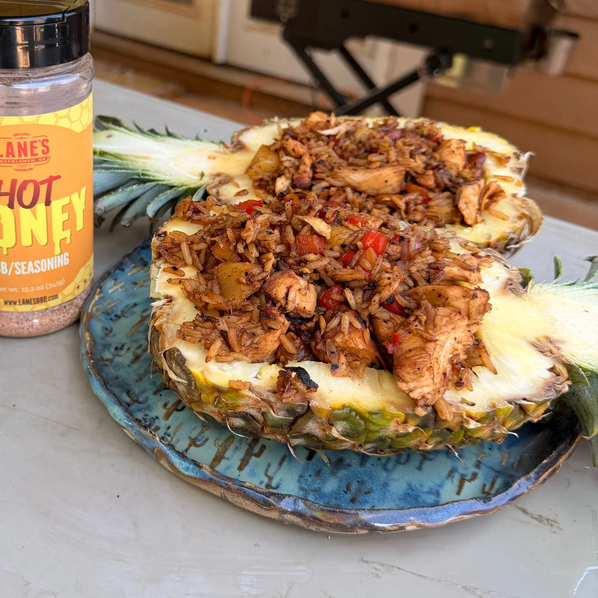 Hot Honey Hibachi Chicken in a Pineapple Bowl