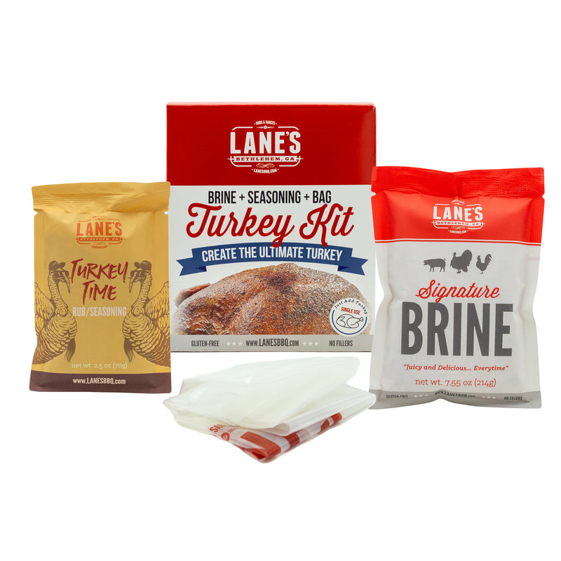 Lane's Turkey Brine Kit with turkey brine, Turkey Time seasoning and brining bag